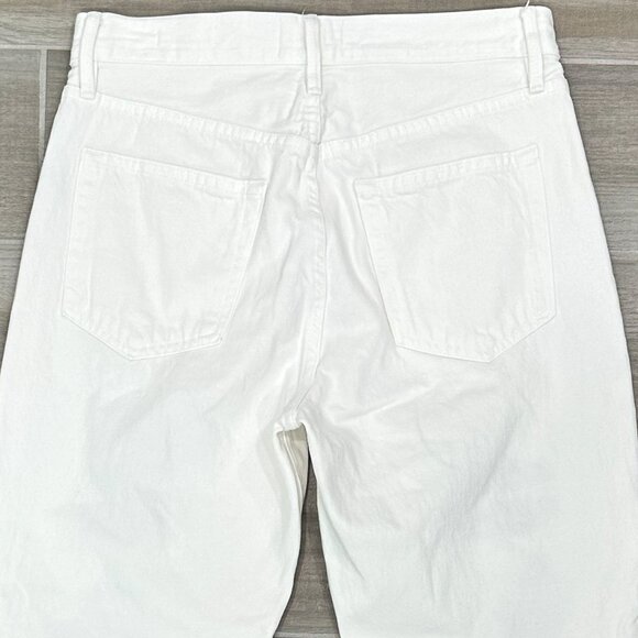 Frame Le Hollywood High Rise Distressed Jeans in Rumpled Blanc Rips White Denim - Picture 7 of 10